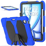 For iPad Air 11 (2026) / (2025) / (2024) Case with Built-In Screen Protector Kickstand PC + Silicone Tablet Cover