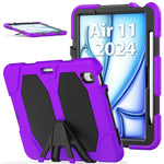 For iPad Air 11 (2026) / (2025) / (2024) Case with Built-In Screen Protector Kickstand PC + Silicone Tablet Cover