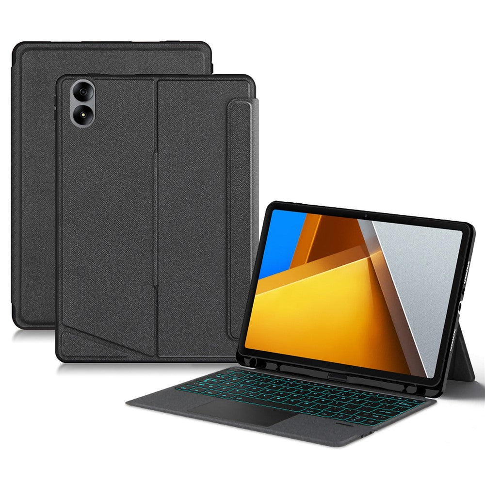 For Xiaomi Poco Pad Leather Case + Bluetooth-compatible Keyboard with Backlight Trackpad