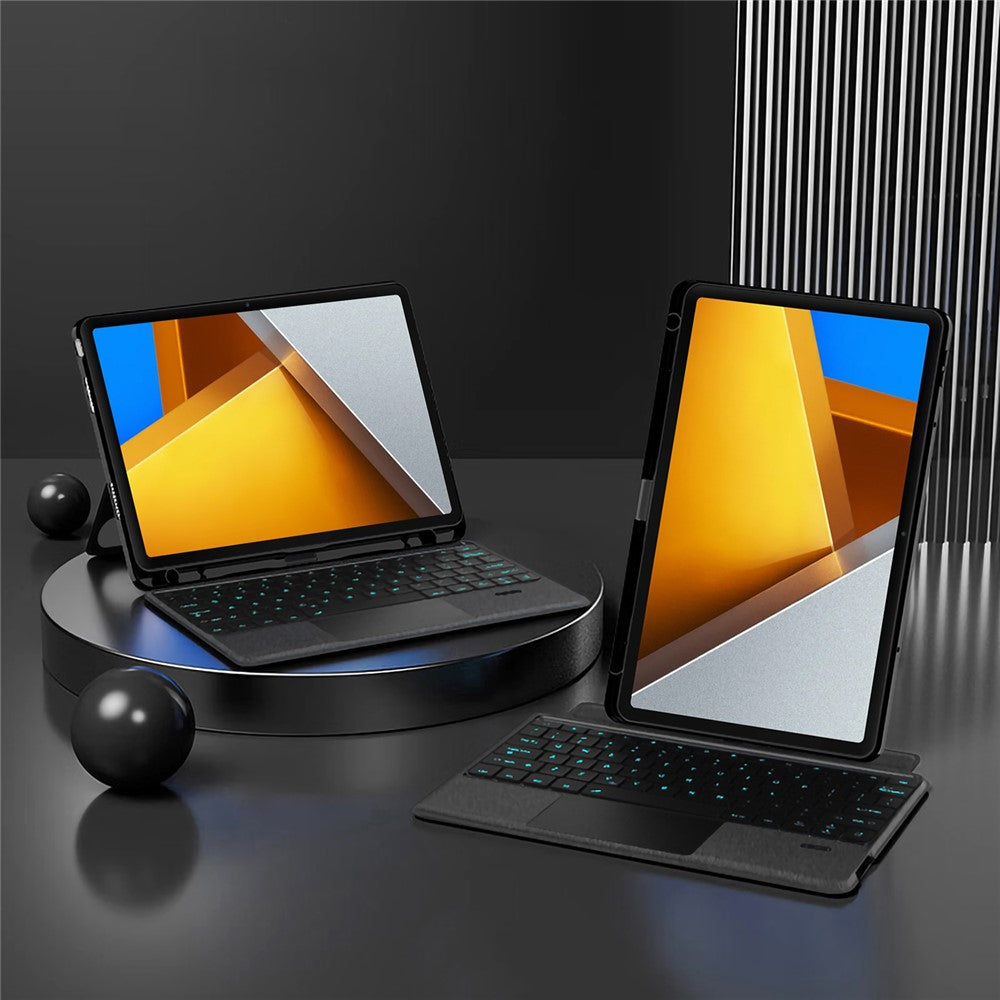 For Xiaomi Poco Pad Leather Case + Bluetooth-compatible Keyboard with Backlight Trackpad