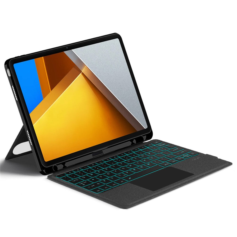 For Xiaomi Poco Pad Leather Case + Bluetooth-compatible Keyboard with Backlight Trackpad
