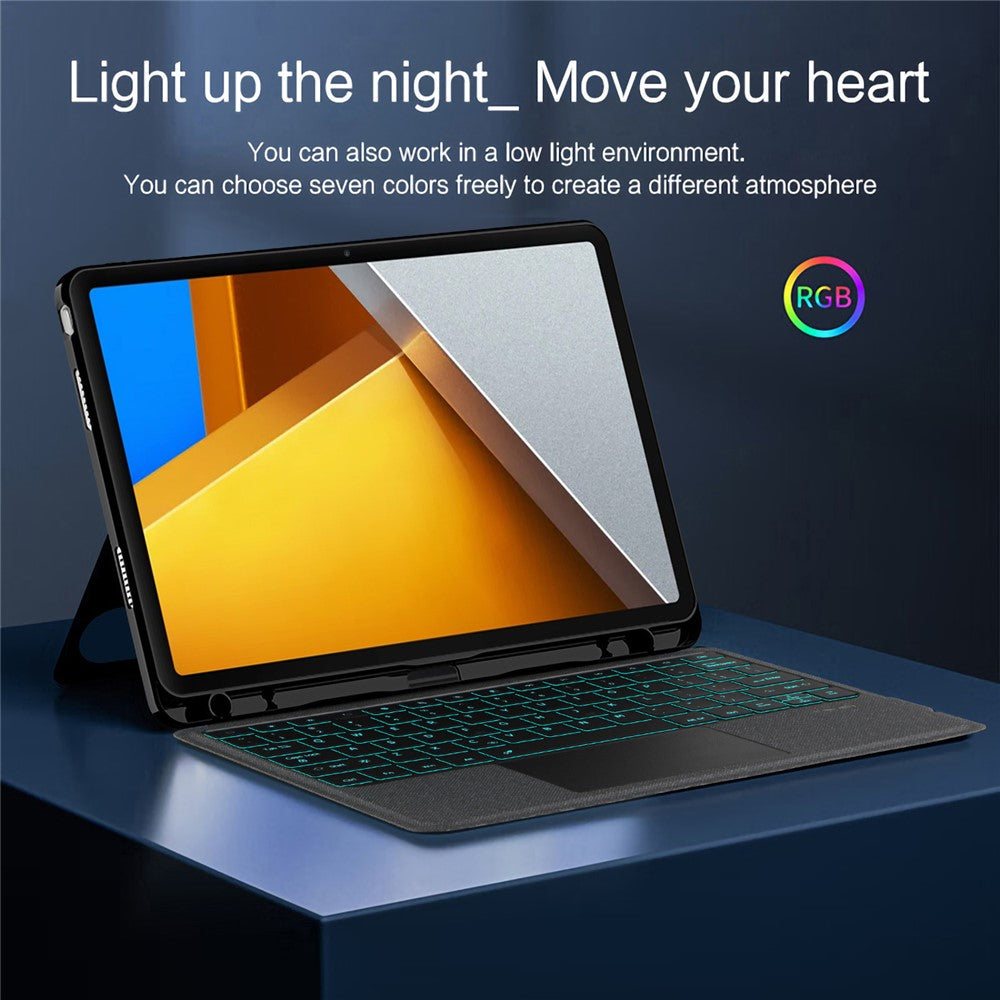 For Xiaomi Poco Pad Leather Case + Bluetooth-compatible Keyboard with Backlight Trackpad