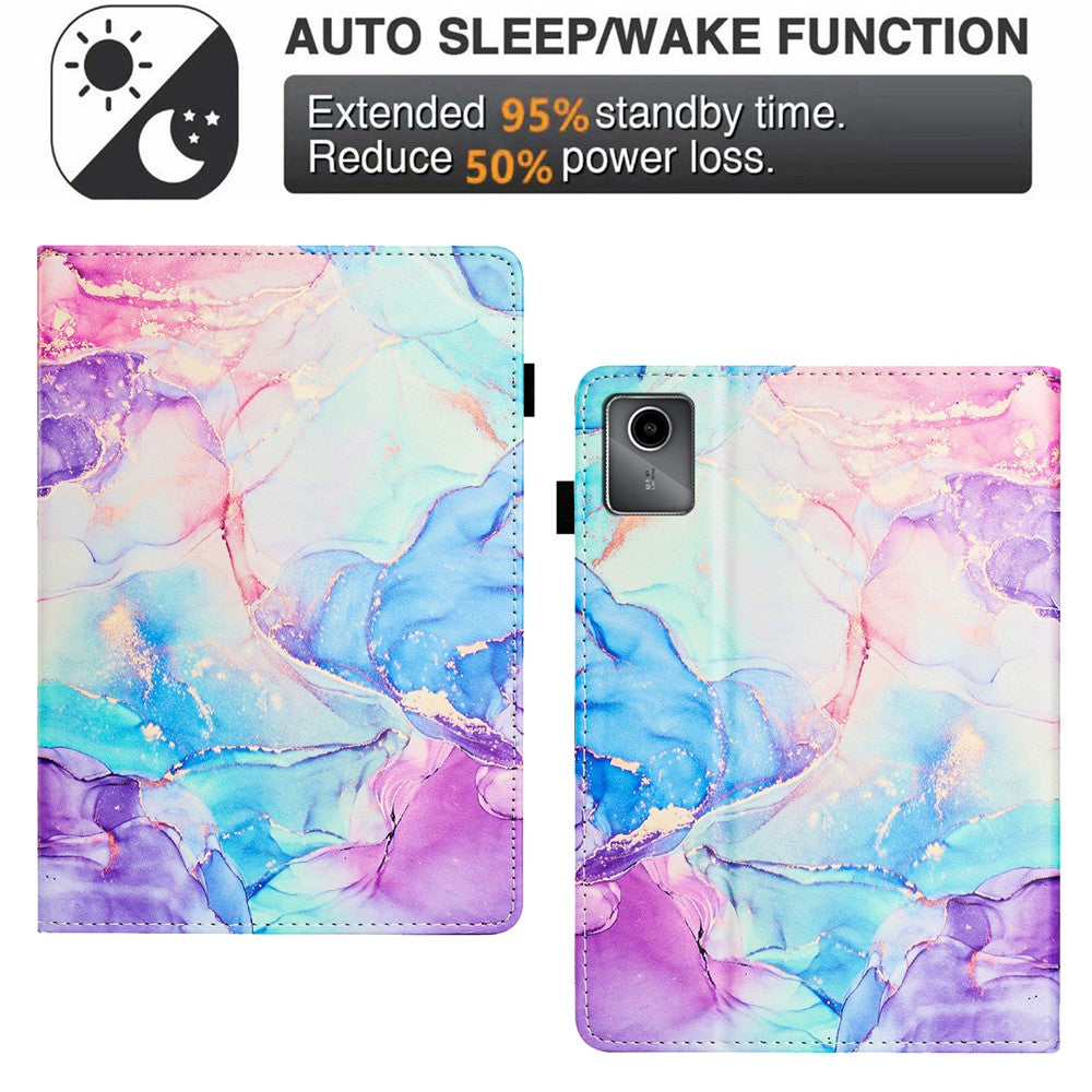For Lenovo Tab M11 / Xiaoxin Pad 11 2024 Case Marble Leather Protective Tablet Cover Auto Wake Sleep