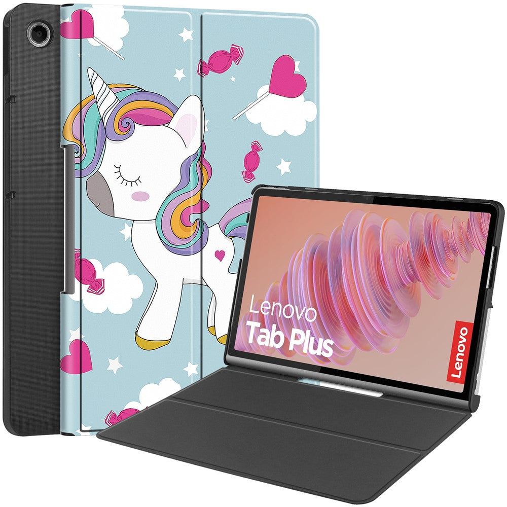 For Lenovo Tab Plus Stand Case Pattern Print Leather Tablet Cover
