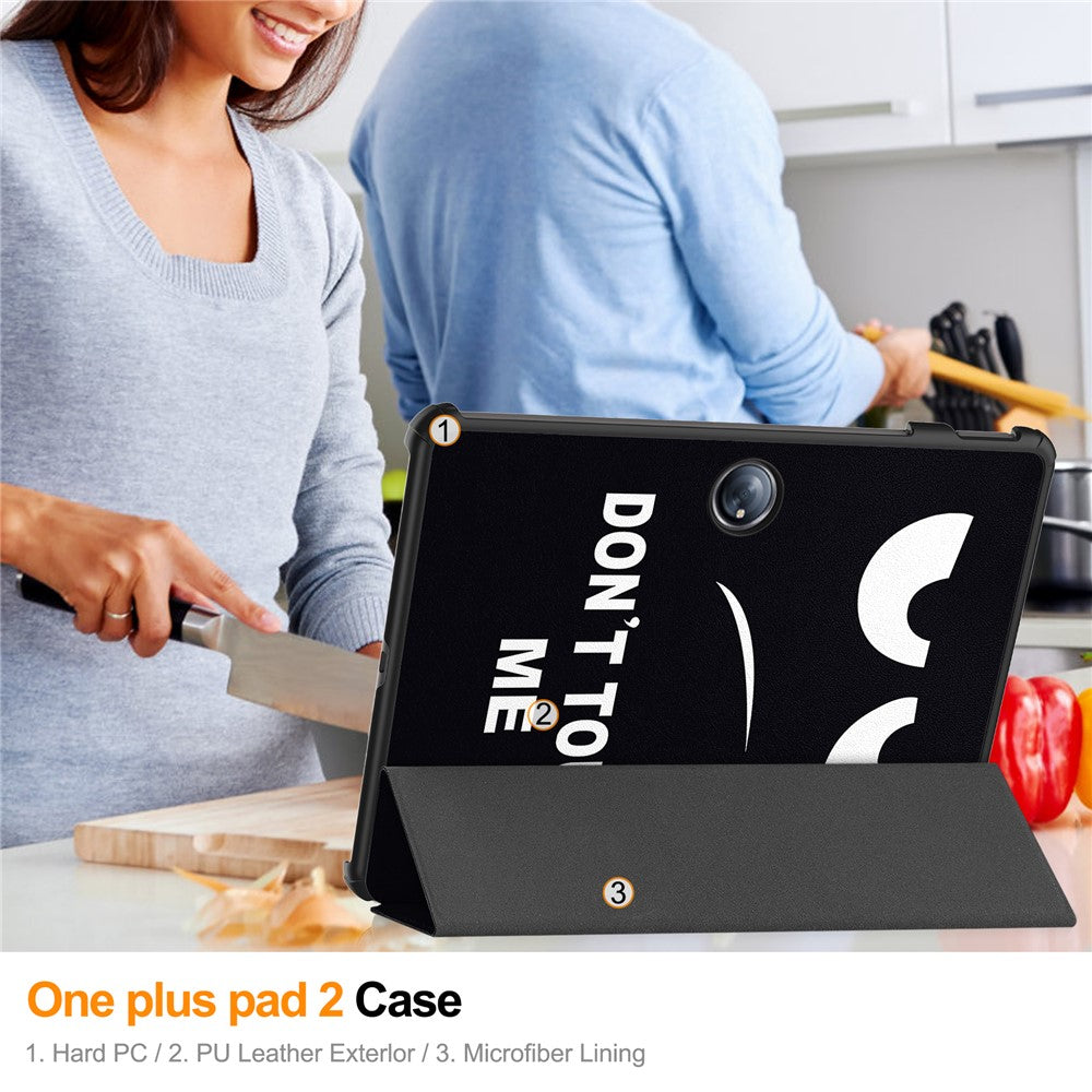 For OnePlus Pad 2 Stand Case Pattern Print Leather Tablet Cover