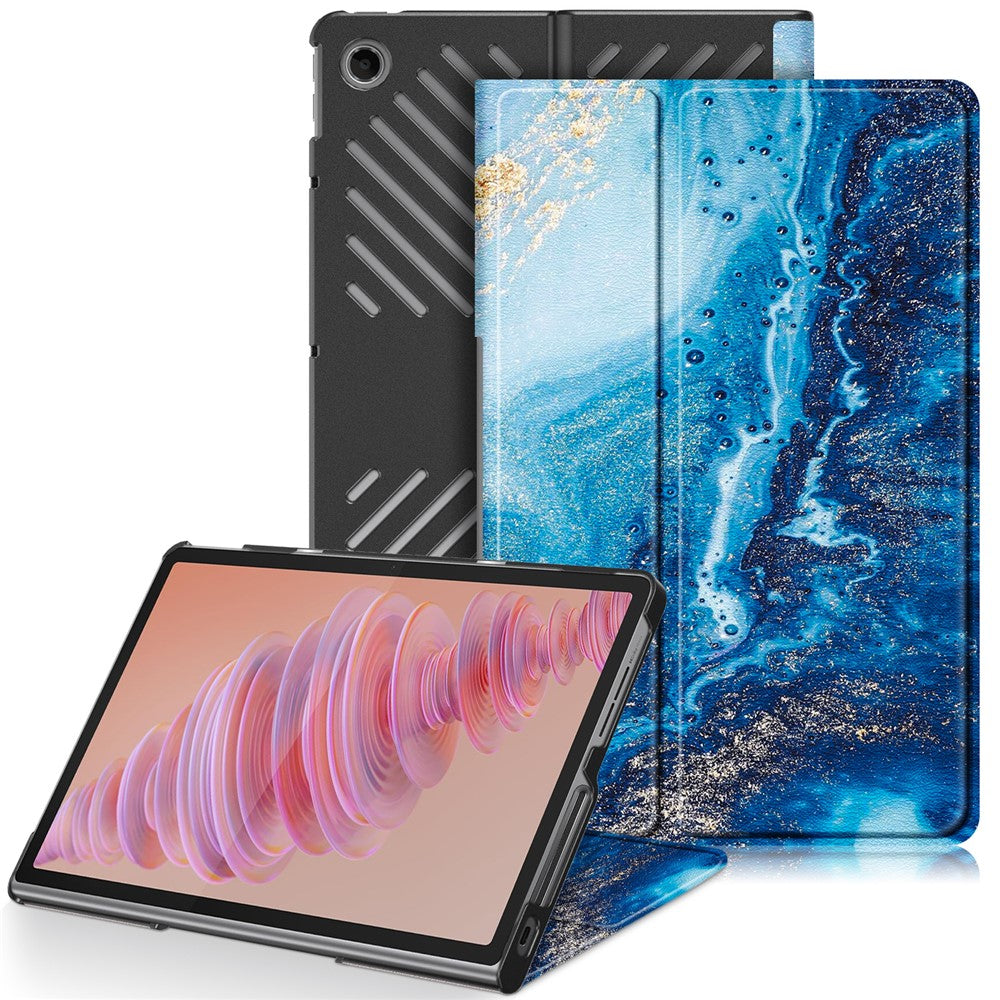 For Lenovo Tab Plus 11.5-inch TB351FU Case Pattern Tablet Leather Cover Hollow Heat Dissipation