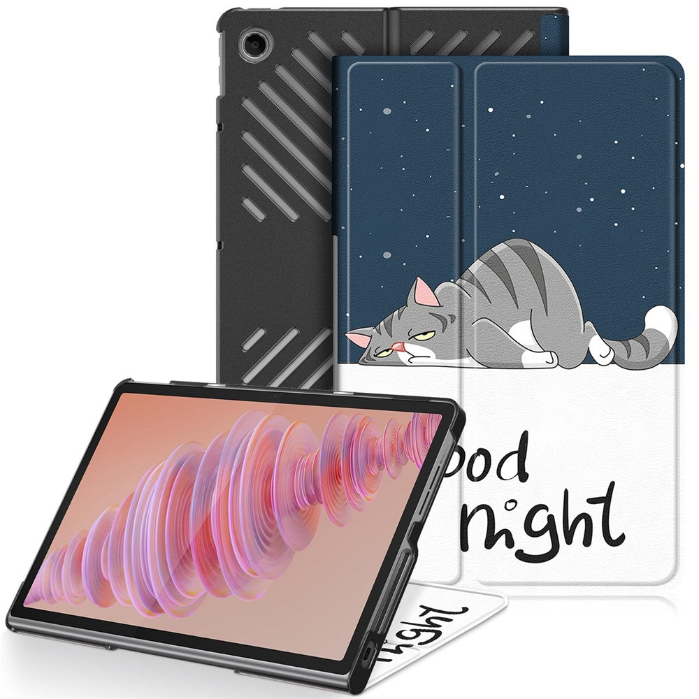 For Lenovo Tab Plus 11.5-inch TB351FU Case Pattern Tablet Leather Cover Hollow Heat Dissipation