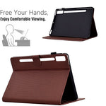 For Lenovo Tab P12 Leather Case Carbon Fiber Texture Tablet Cover Stand View