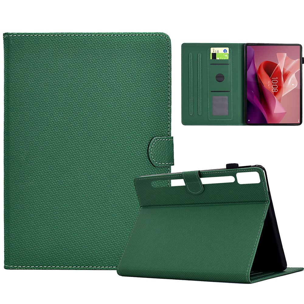 For Lenovo Tab P12 Leather Case Carbon Fiber Texture Tablet Cover Stand View