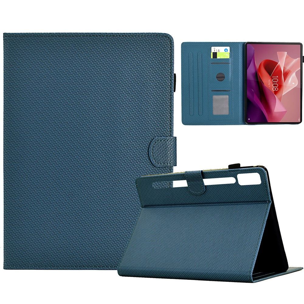 For Lenovo Tab P12 Leather Case Carbon Fiber Texture Tablet Cover Stand View