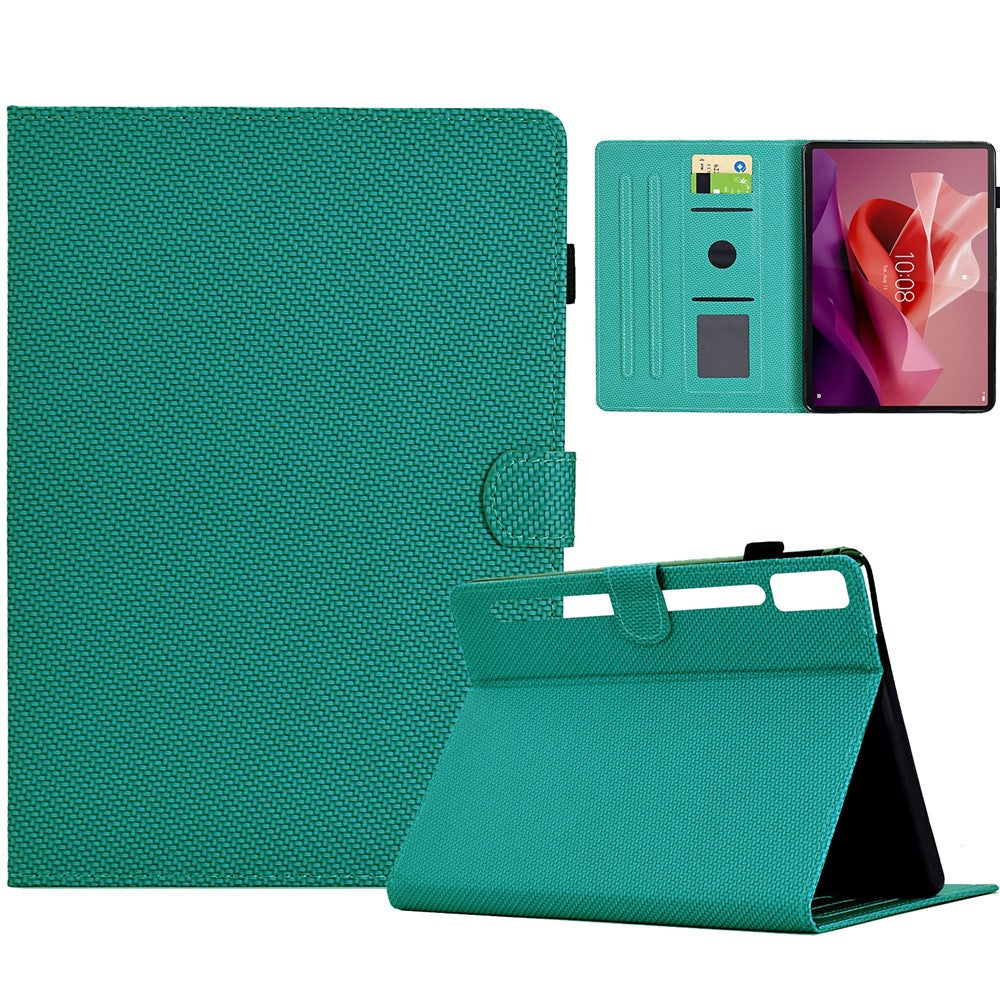 For Lenovo Tab P12 Leather Case Carbon Fiber Texture Tablet Cover Stand View