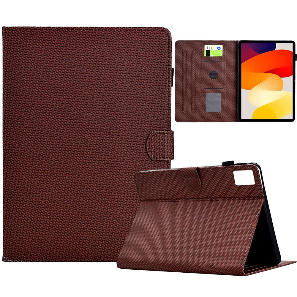 For Xiaomi Redmi Pad SE Case Carbon Fiber Texture PU Leather Cover Stand View