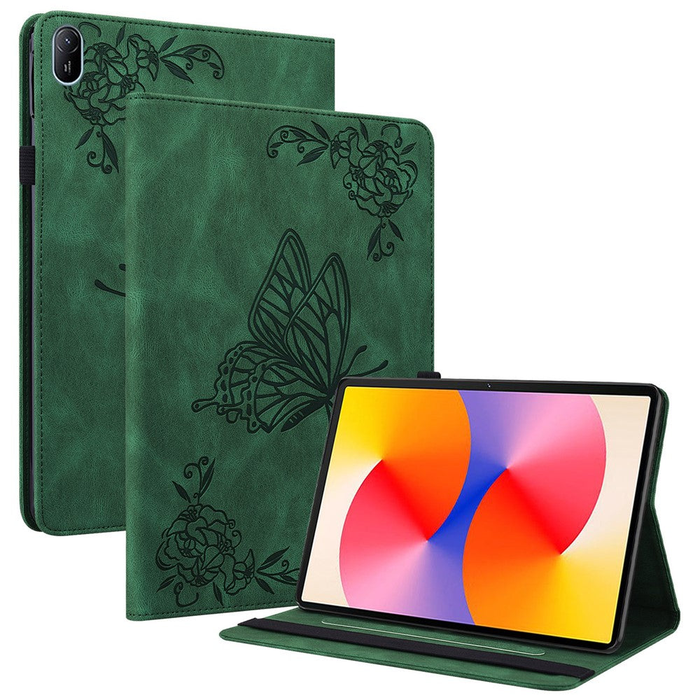 For Huawei MatePad SE 11 Case Imprinted Butterfly Flower PU Leather Flip Card Slots Tablet Cover