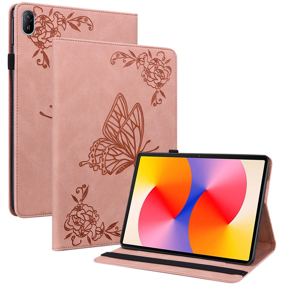 For Huawei MatePad SE 11 Case Imprinted Butterfly Flower PU Leather Flip Card Slots Tablet Cover