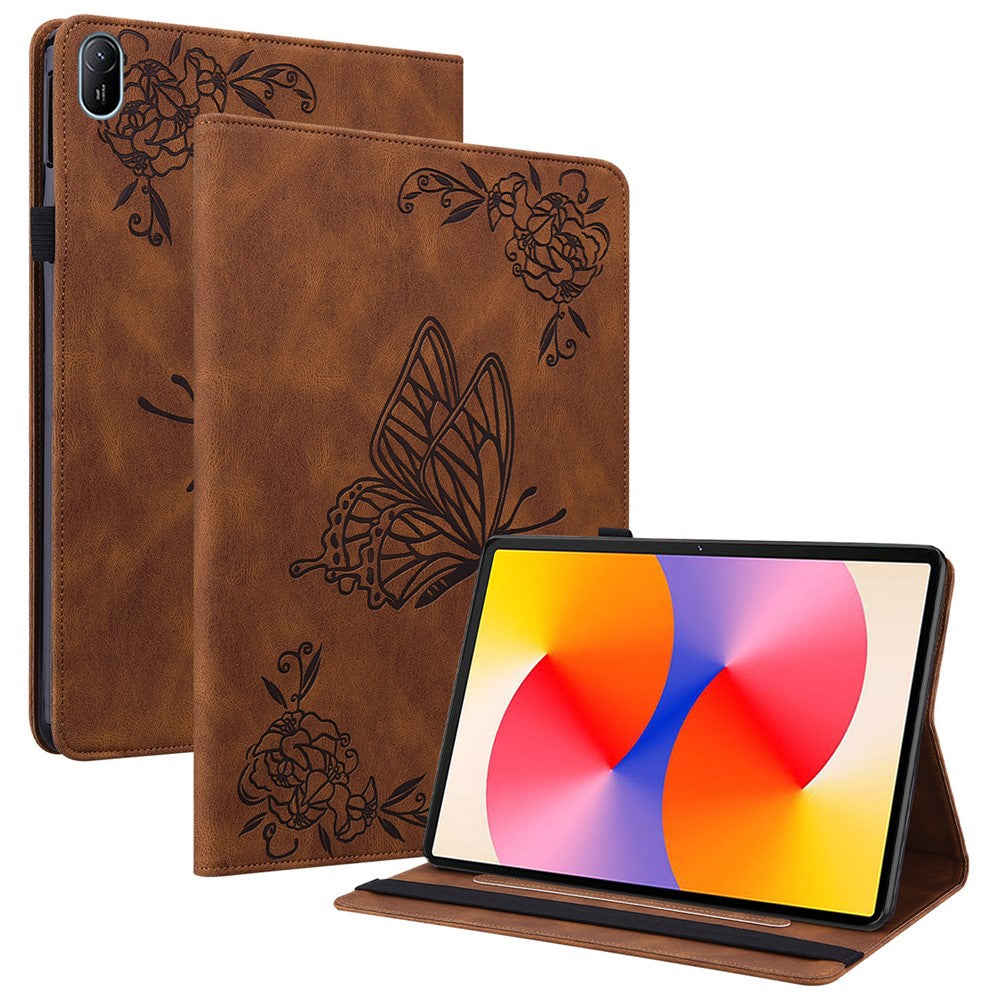For Huawei MatePad SE 11 Case Imprinted Butterfly Flower PU Leather Flip Card Slots Tablet Cover