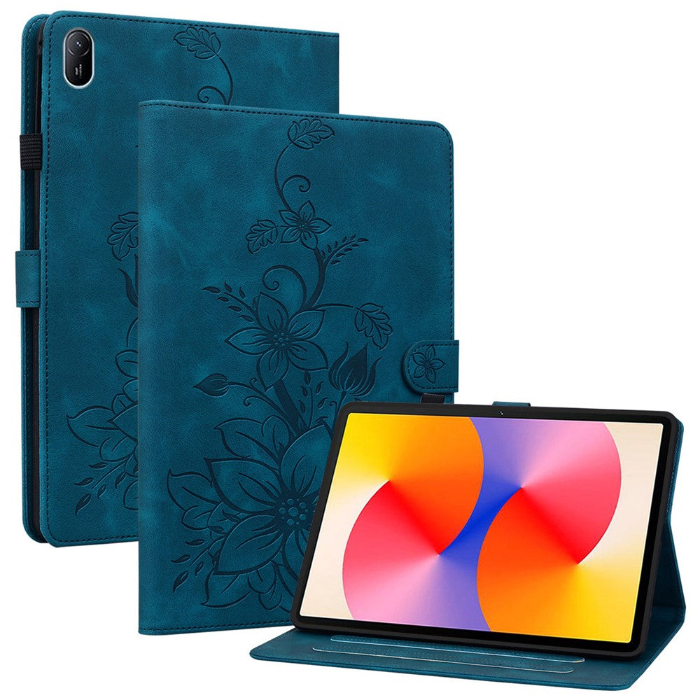 For Huawei MatePad SE 11 Case Lily Flower Imprint Leather Tablet Cover with Card Slots