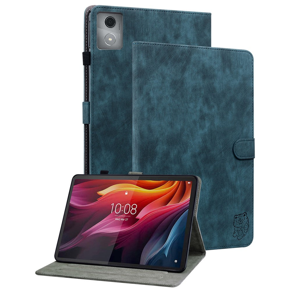 For Lenovo Tab K11 Plus Cases Anti-Slip Tiger Imprint PU Leather Tablet Cover