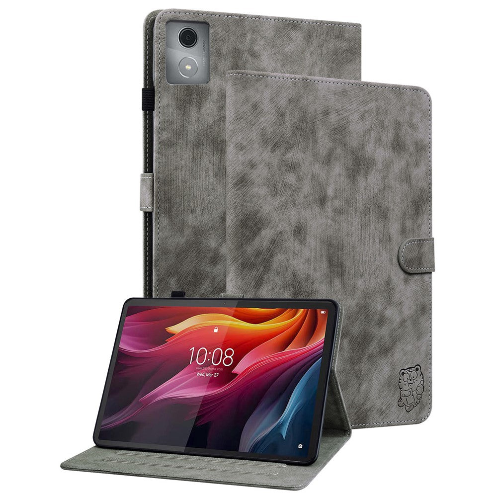 For Lenovo Tab K11 Plus Cases Anti-Slip Tiger Imprint PU Leather Tablet Cover