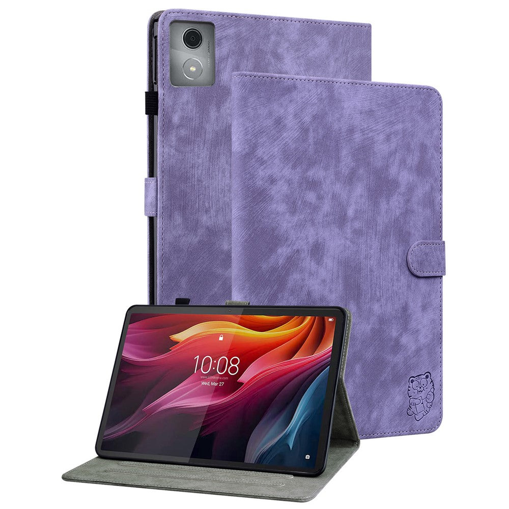 For Lenovo Tab K11 Plus Cases Anti-Slip Tiger Imprint PU Leather Tablet Cover