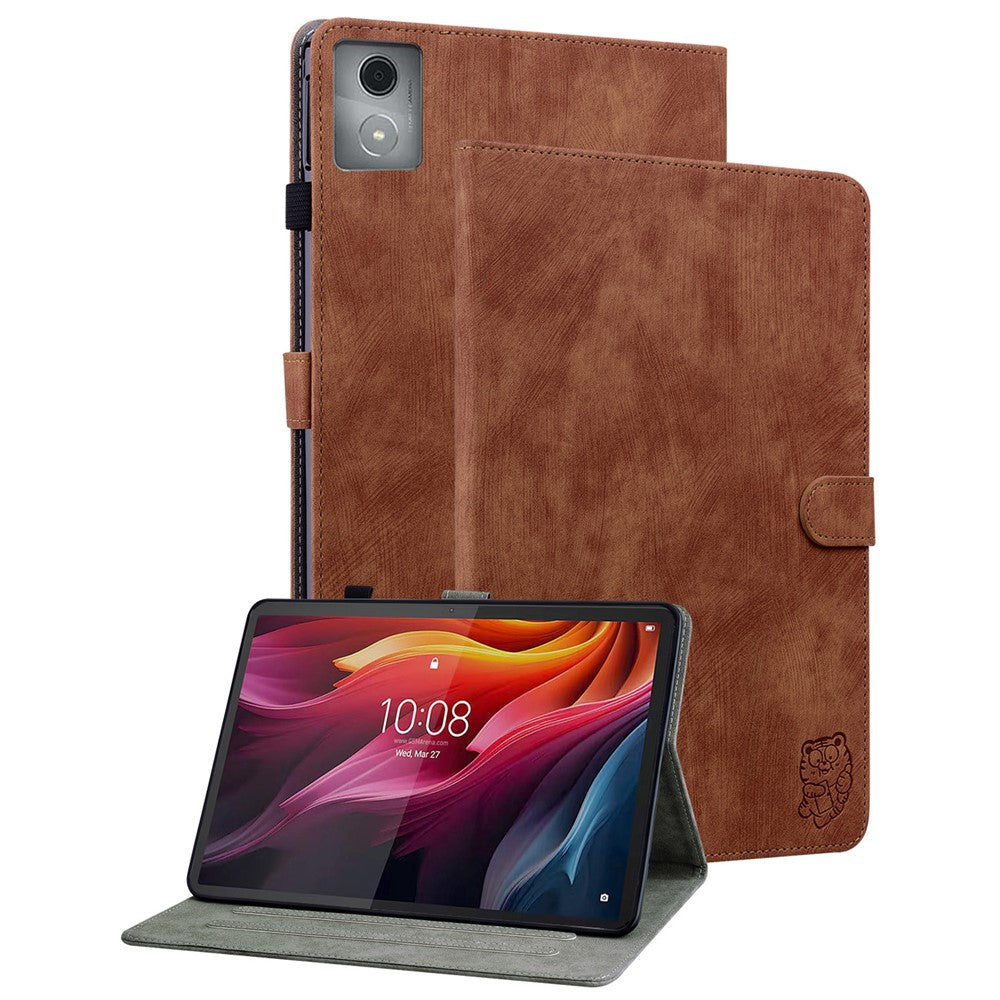 For Lenovo Tab K11 Plus Cases Anti-Slip Tiger Imprint PU Leather Tablet Cover