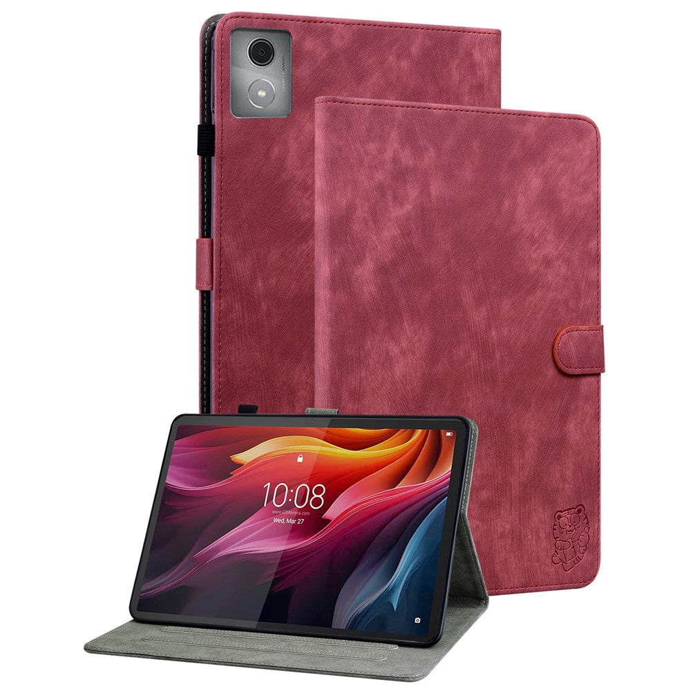 For Lenovo Tab K11 Plus Cases Anti-Slip Tiger Imprint PU Leather Tablet Cover