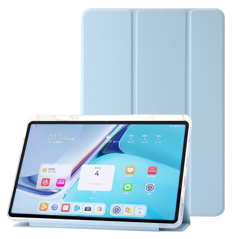 For Huawei MatePad SE 11 Case Tri-Fold Stand Leather+TPU+Acrylic Clear Back Tablet Cover