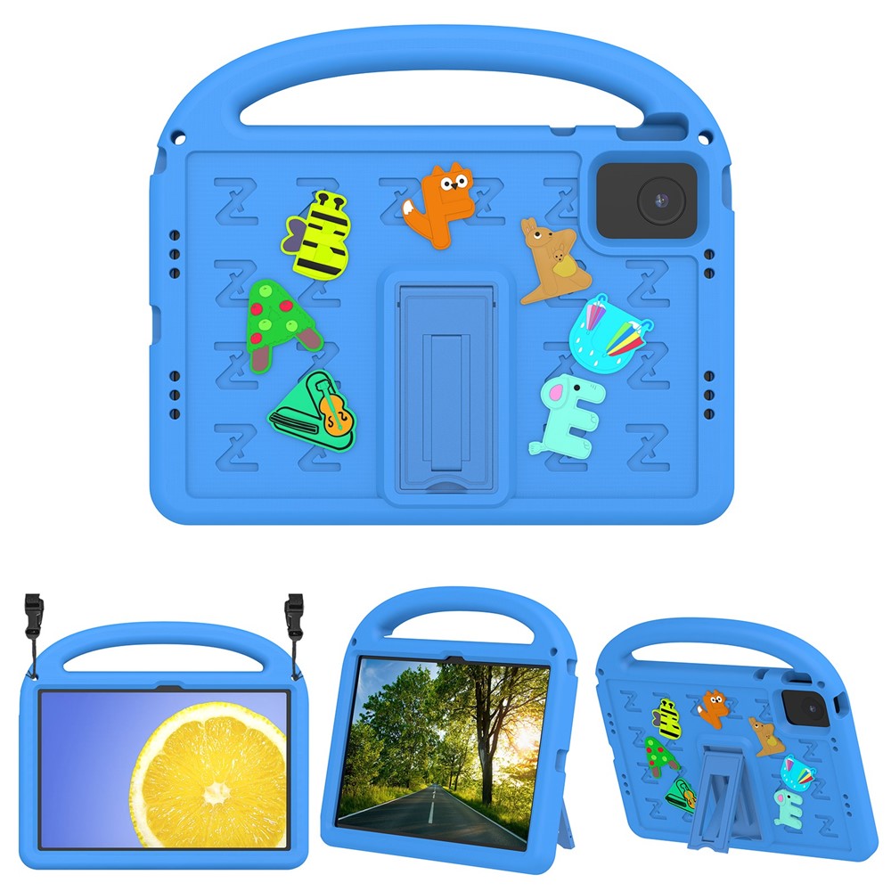 For Lenovo Tab M11 Kickstand Case Cartoon Design Anti-Drop EVA+PC Tablet Cover with Strap for Kids