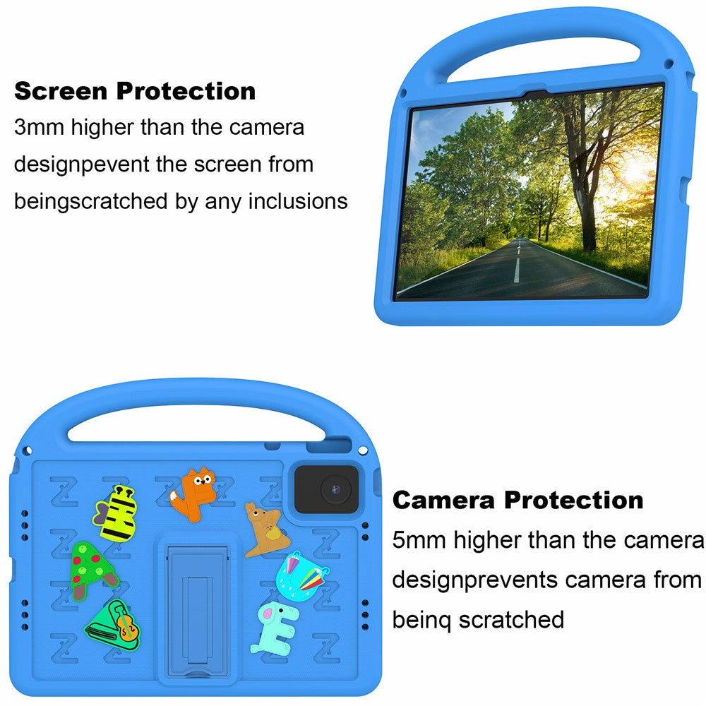 For Lenovo Tab M11 Kickstand Case Cartoon Design Anti-Drop EVA+PC Tablet Cover with Strap for Kids