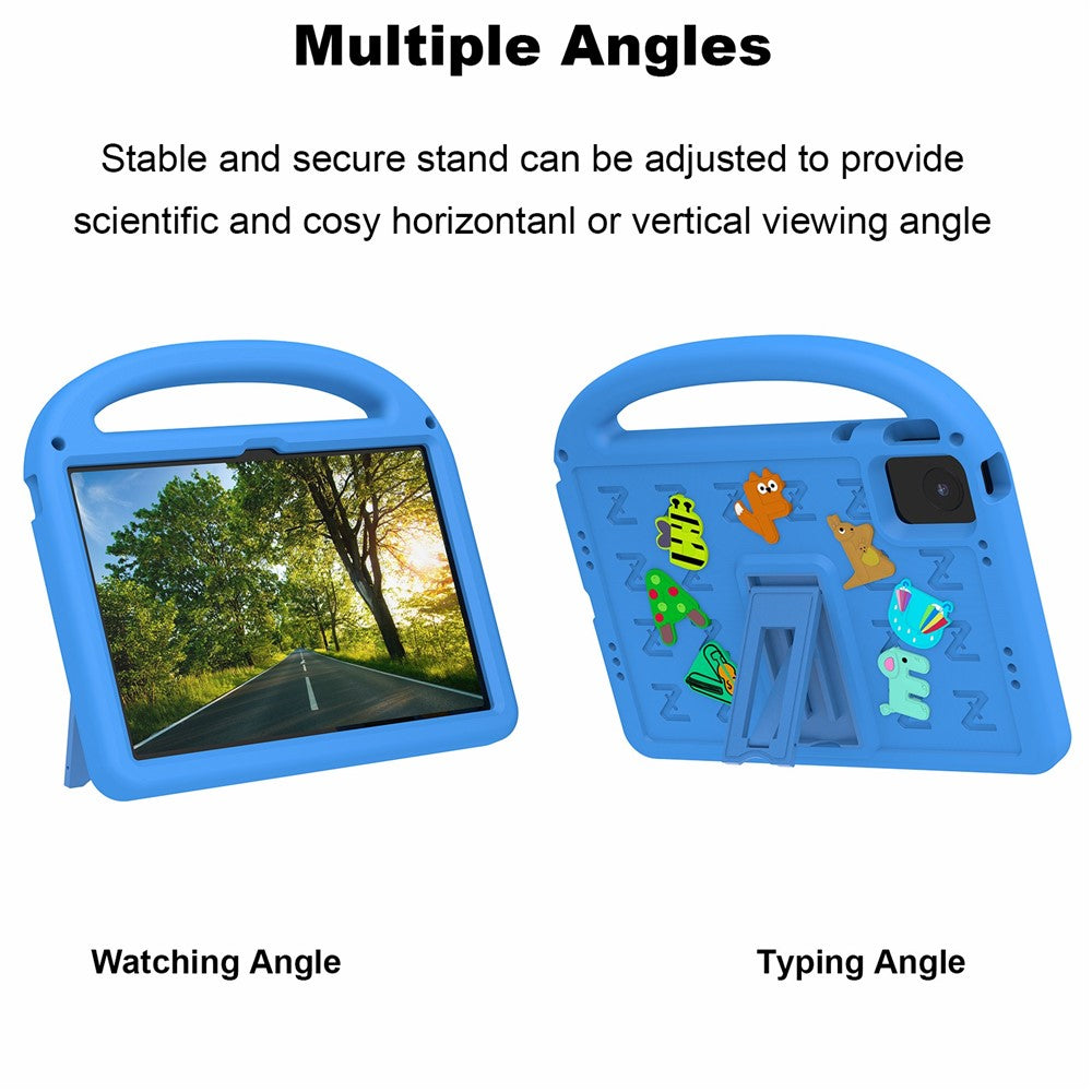 For Lenovo Tab M11 Kickstand Case Cartoon Design Anti-Drop EVA+PC Tablet Cover with Strap for Kids