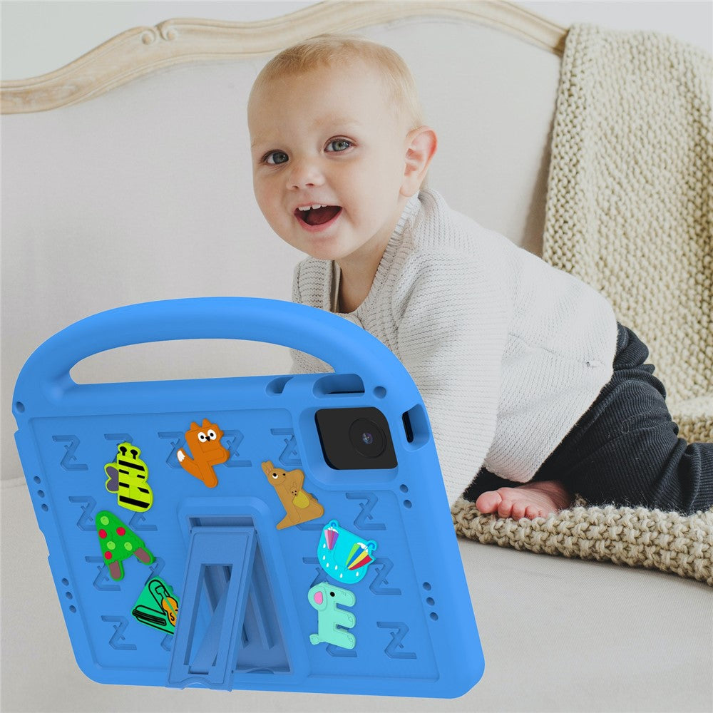 For Lenovo Tab M11 Kickstand Case Cartoon Design Anti-Drop EVA+PC Tablet Cover with Strap for Kids