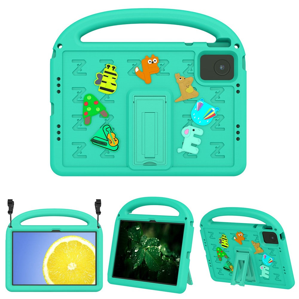 For Lenovo Tab M11 Kickstand Case Cartoon Design Anti-Drop EVA+PC Tablet Cover with Strap for Kids