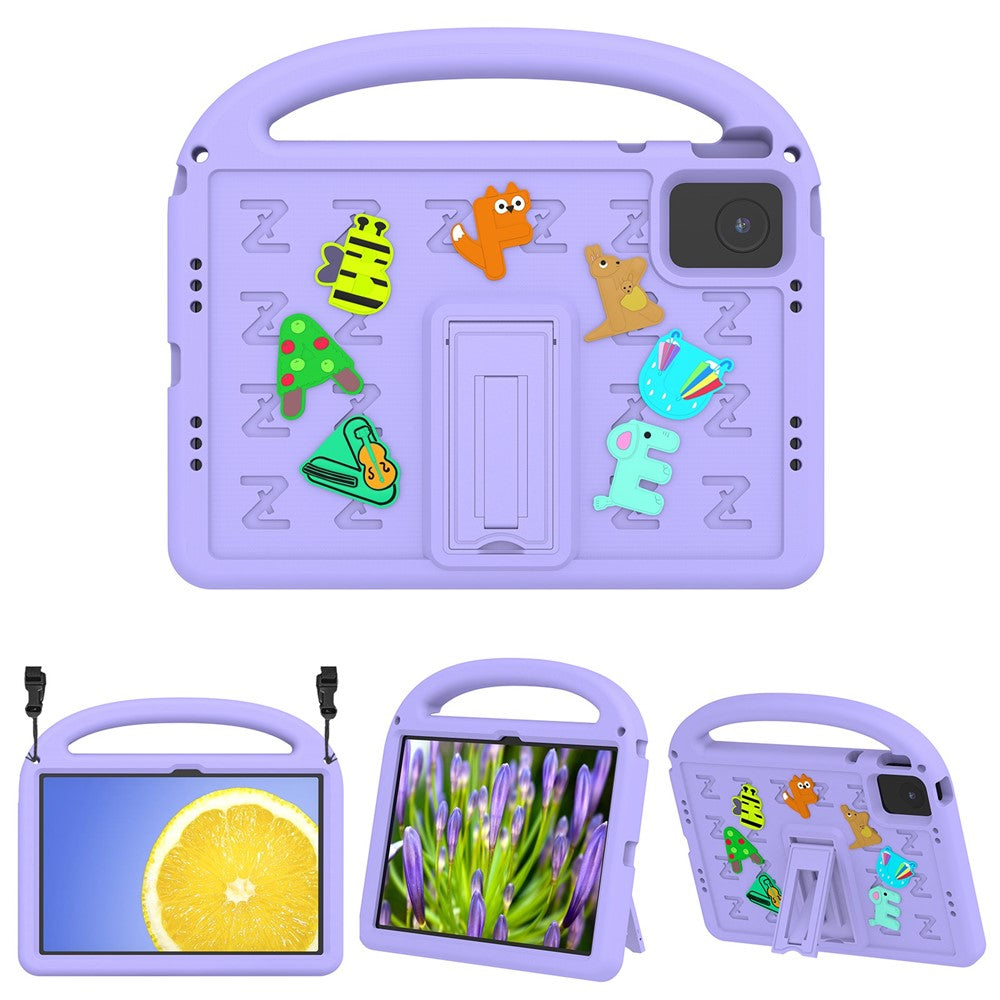 For Lenovo Tab M11 Kickstand Case Cartoon Design Anti-Drop EVA+PC Tablet Cover with Strap for Kids