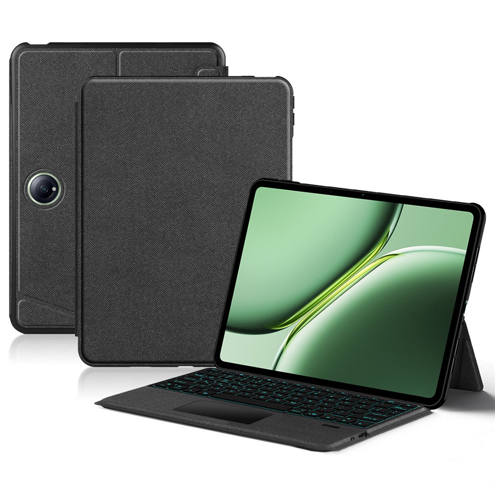 For OnePlus Pad Pro Leather Case + Bluetooth-compatible Keyboard with Backlight Trackpad