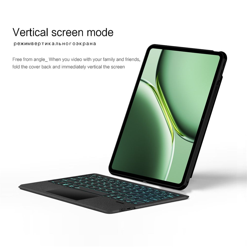 For OnePlus Pad Pro Leather Case + Bluetooth-compatible Keyboard with Backlight Trackpad
