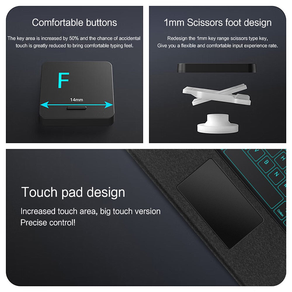 For OnePlus Pad Pro Leather Case + Bluetooth-compatible Keyboard with Backlight Trackpad