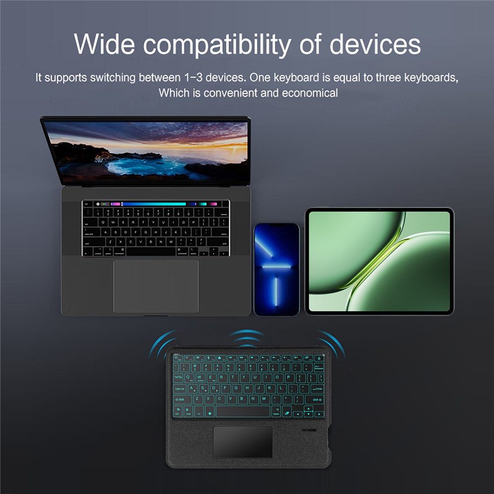For OnePlus Pad Pro Leather Case + Bluetooth-compatible Keyboard with Backlight Trackpad