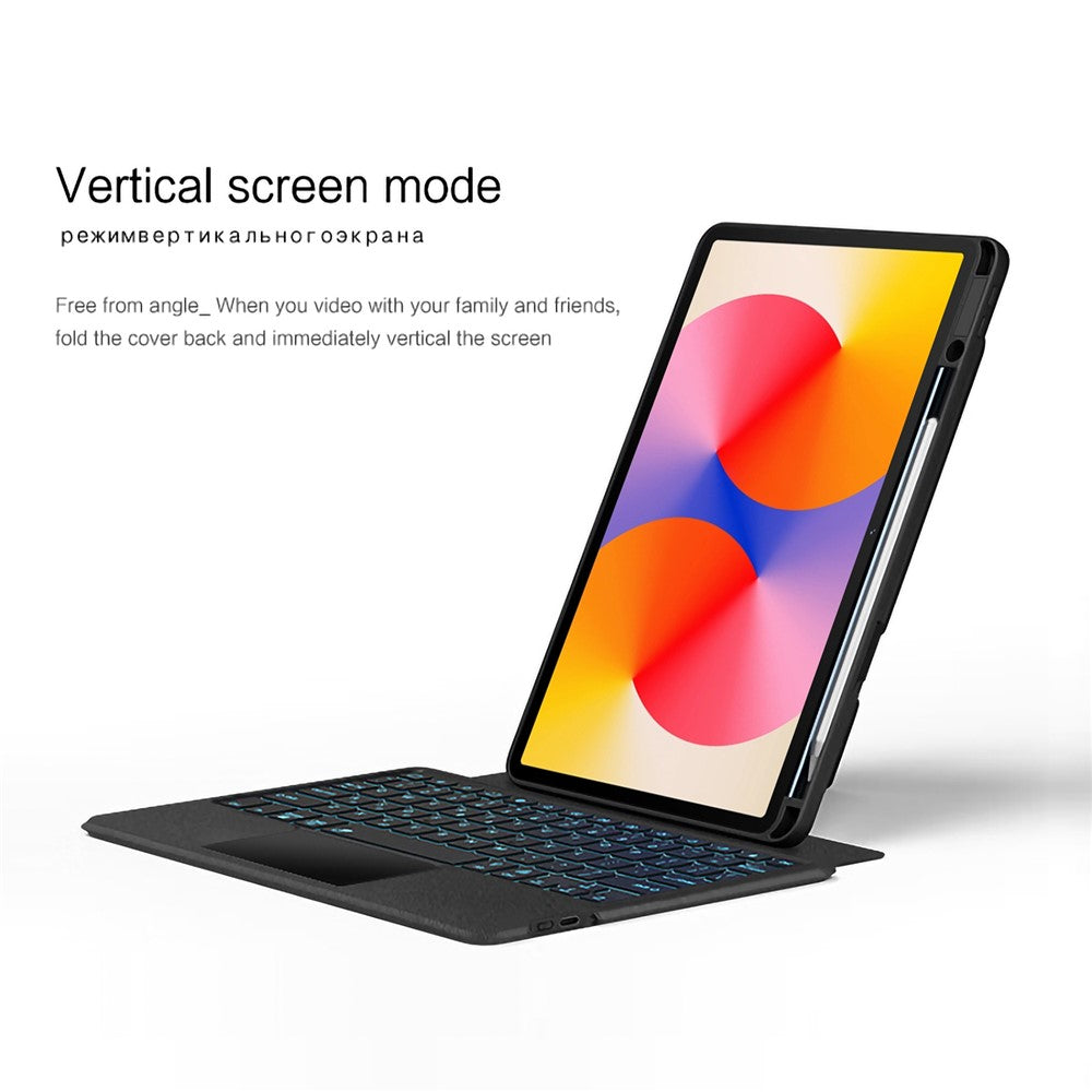 For Huawei MatePad SE 11 Leather Case + Bluetooth-compatible Keyboard with Backlight Trackpad
