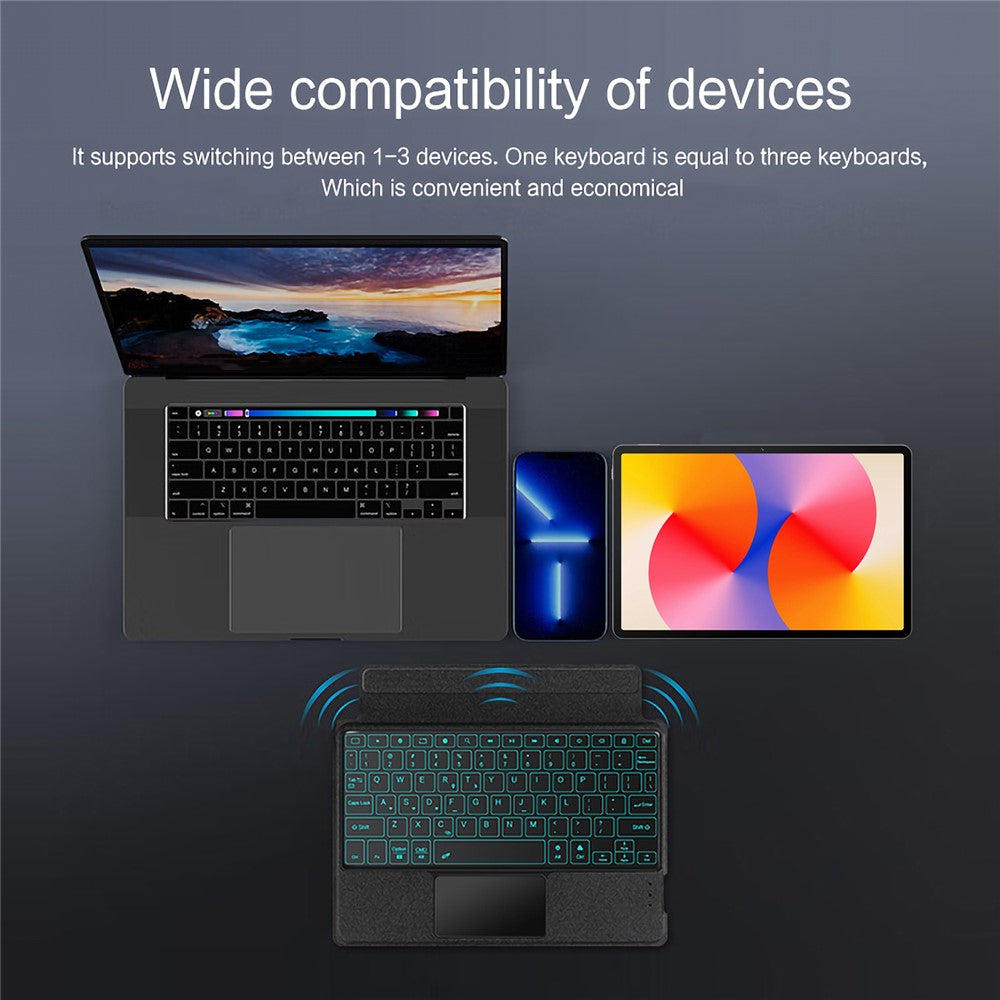 For Huawei MatePad SE 11 Leather Case + Bluetooth-compatible Keyboard with Backlight Trackpad