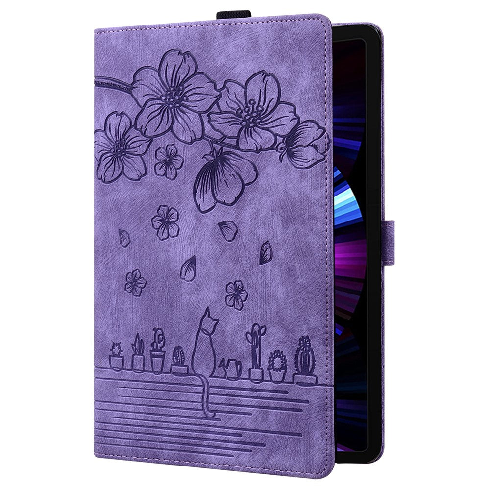 For Lenovo Xiaoxin Pad Pro 12.7 inch Case Card Slots Leather Tablet Stand Folio Cover Flower Cat