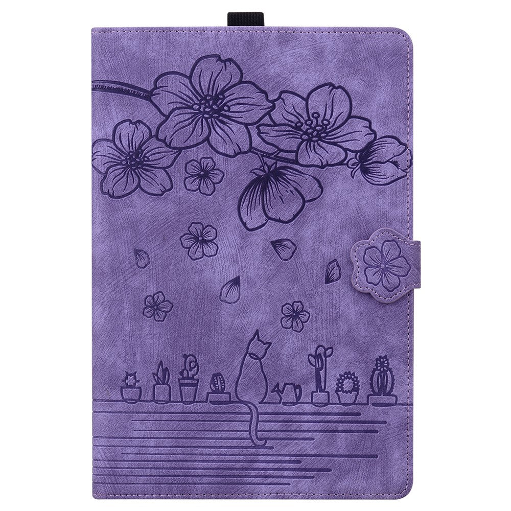 For Lenovo Xiaoxin Pad Pro 12.7 inch Case Card Slots Leather Tablet Stand Folio Cover Flower Cat