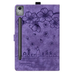 For Lenovo Xiaoxin Pad Pro 12.7 inch Case Card Slots Leather Tablet Stand Folio Cover Flower Cat
