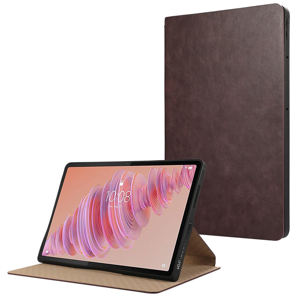Lenovo Tab Plus stativfodral reptåligt PU-läder surfplatta med fällbart lock