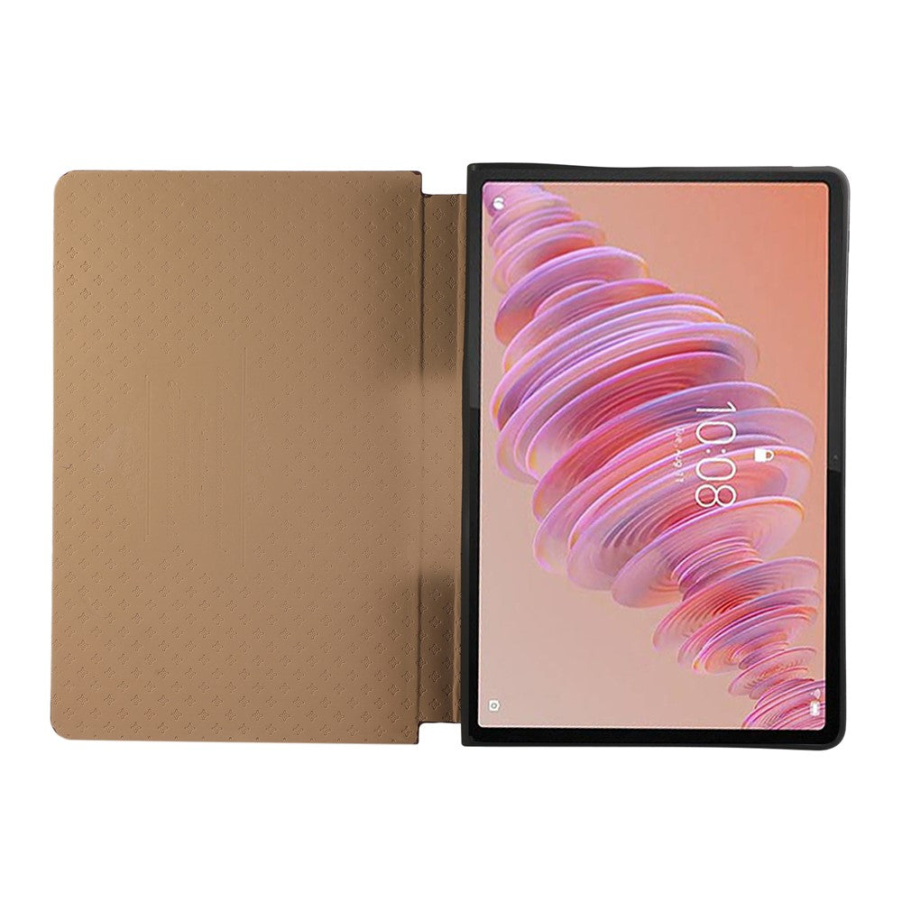 Lenovo Tab Plus stativfodral reptåligt PU-läder surfplatta med fällbart lock