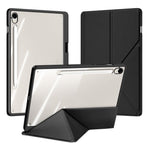 DUX DUCIS Magi-serien för Samsung Galaxy Tab S10 Lite / S10 FE / Tab S9 / S9 FE-skal Origami-stativ i läder + PC + TPU genomskinligt bakstycke