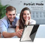 DUX DUCIS Magi-serien för Samsung Galaxy Tab S10 Lite / S10 FE / Tab S9 / S9 FE-skal Origami-stativ i läder + PC + TPU genomskinligt bakstycke