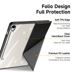 DUX DUCIS Magi-serien för Samsung Galaxy Tab S10 Lite / S10 FE / Tab S9 / S9 FE-skal Origami-stativ i läder + PC + TPU genomskinligt bakstycke