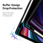 DUX DUCIS Magi-serien för Samsung Galaxy Tab S10 Lite / S10 FE / Tab S9 / S9 FE-skal Origami-stativ i läder + PC + TPU genomskinligt bakstycke