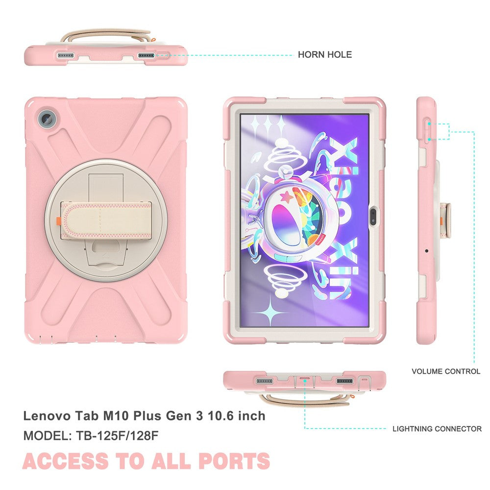 Lenovo Tab M10 Plus (3:e generationen) / Xiaoxin Pad 2022 10,6 tum TB-125F / 128F 360 graders rotation Handrem Surfplattafodral Fallskyddande PC + Silikonstöd