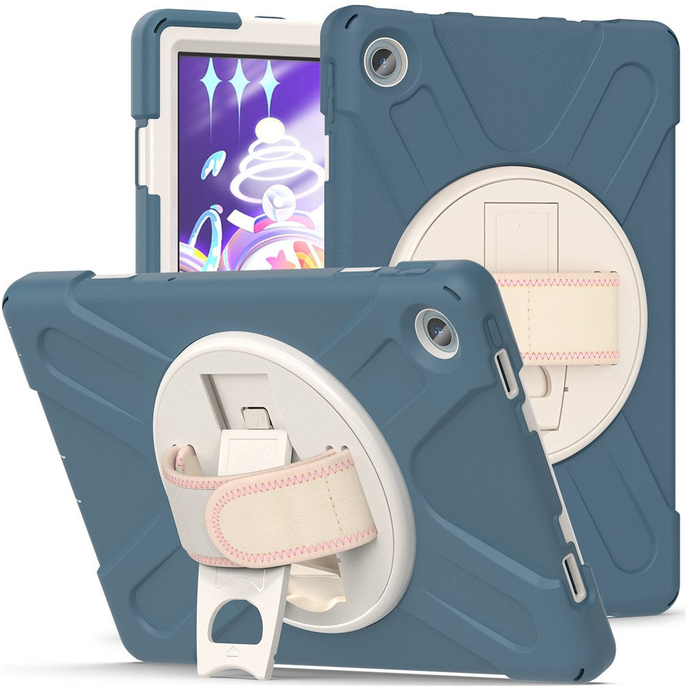 Lenovo Tab M10 Plus (3:e generationen) / Xiaoxin Pad 2022 10,6 tum TB-125F / 128F 360 graders rotation Handrem Surfplattafodral Fallskyddande PC + Silikonstöd