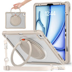 For iPad Air 13 (2026) / (2025) / (2024) / Pro 12.9 (2022) / (2021) / (2020) / (2018) Case Rotary Kickstand Cover with Shoulder Strap